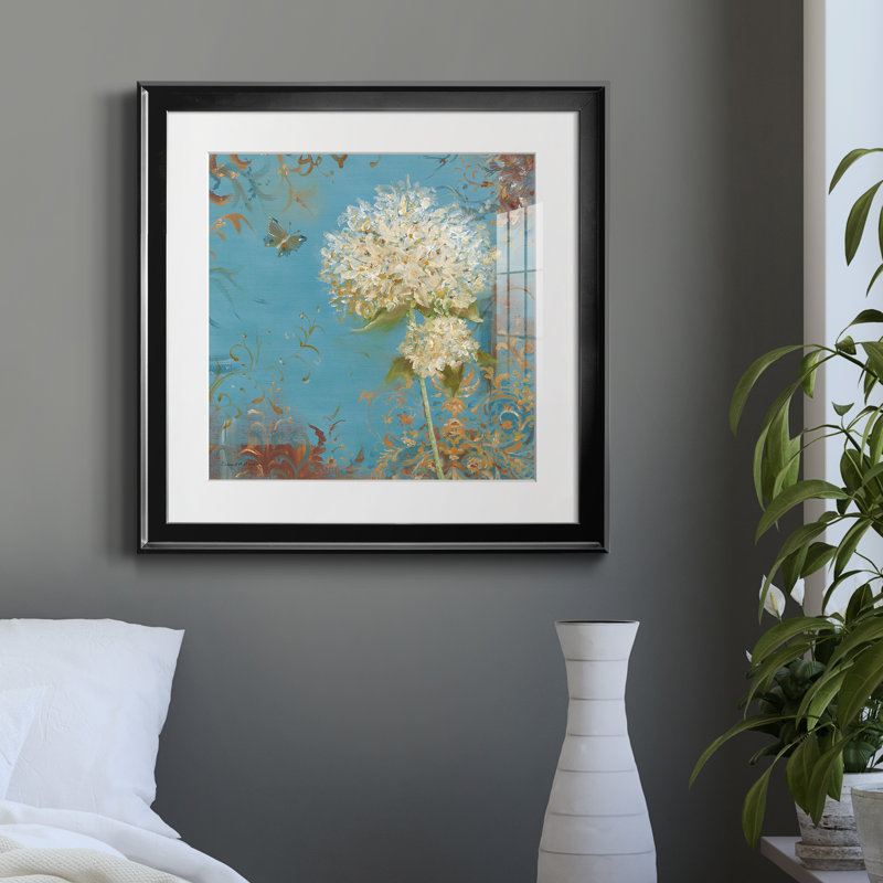 «Krishna's Garden II» par J Paul - reproduction d'art sur toile encadrée, Papier encadré noir