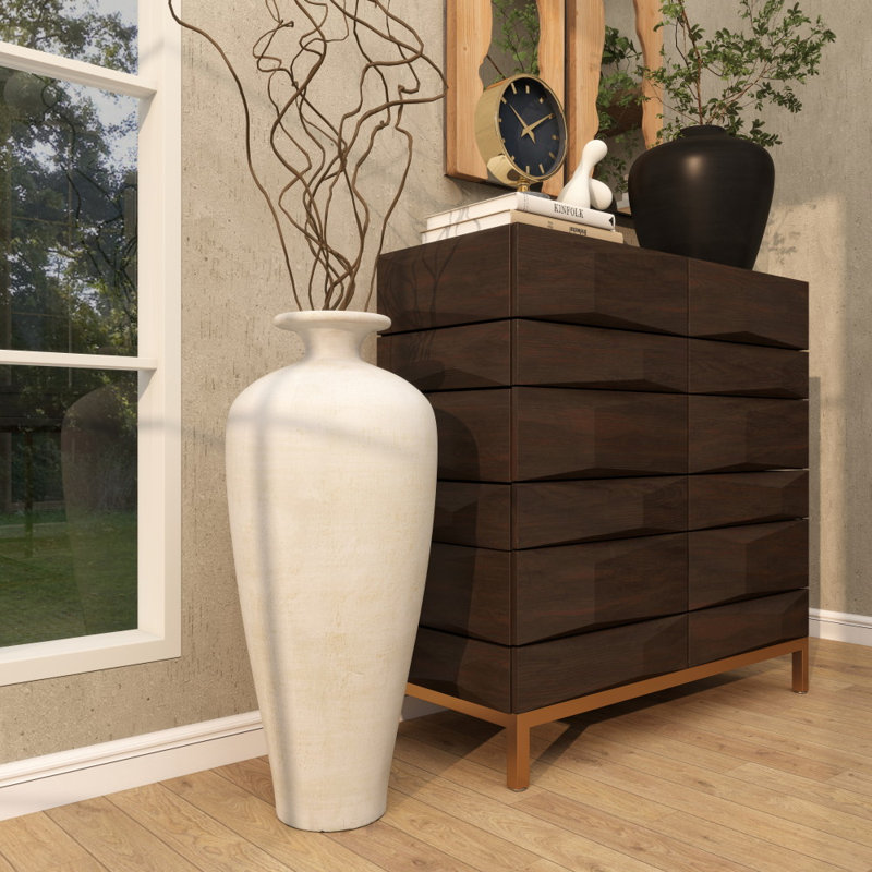 Grand vase décoratif en céramique Maeanna, H 30,5 po x l 13 po x P 13 po