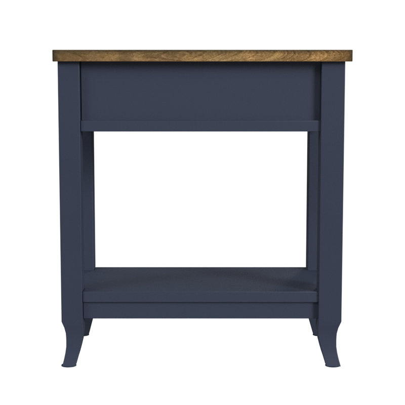 Ivree Navy/ Almond Wood Charging Chairside Cabinet