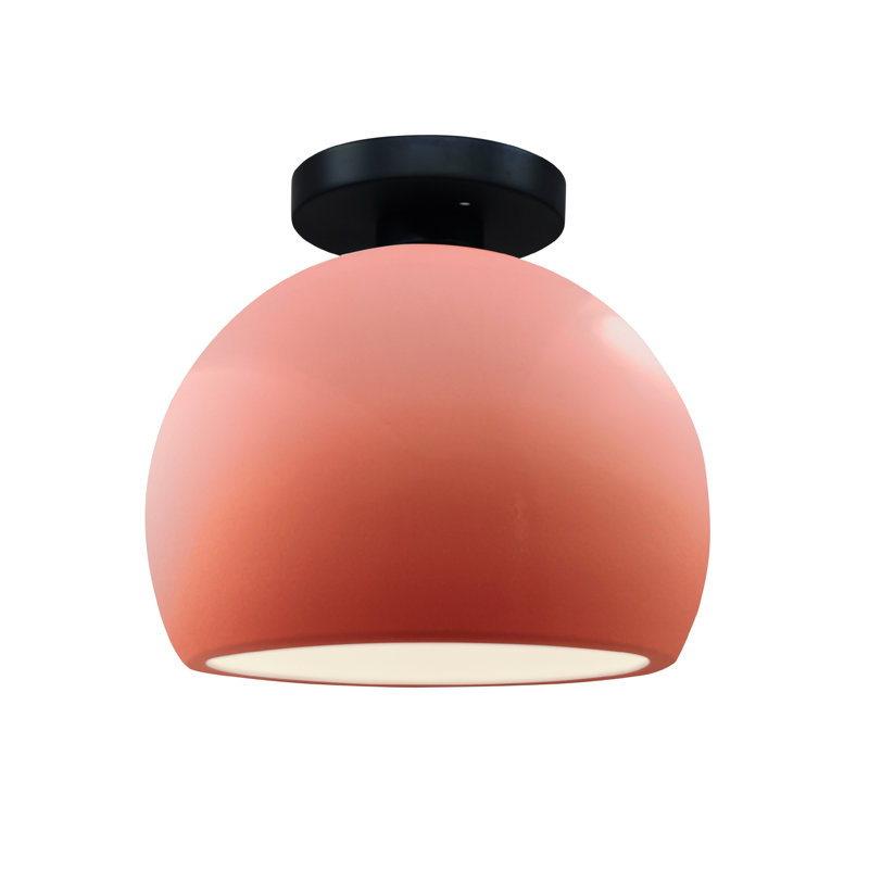 Radiance Ceramic Semi Flush Mount, 7" H x 7" W x 7" D, Gloss Blush, Matte Black