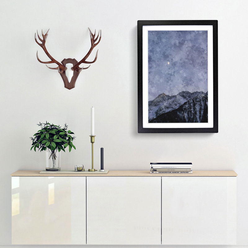 Half a Moon - Picture Frame Painting Print, Black Framed, 33cm H x 24cm W x 2cm D