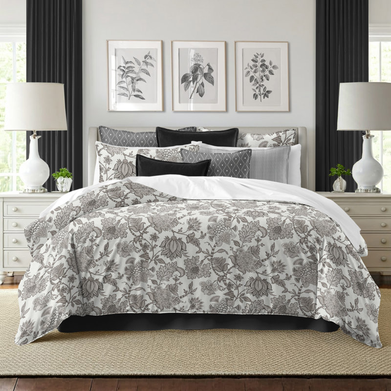 Bronte Ivory Cotton Duvet Cover Set, California King Duvet Cover + 7 Additional Pieces