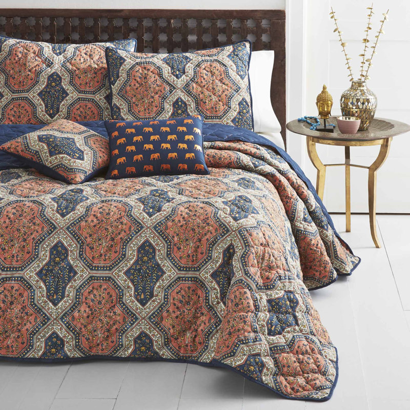 Ensemble de housse de couette réversible Rhea, Housse de couette double / grand + 2 taies décora