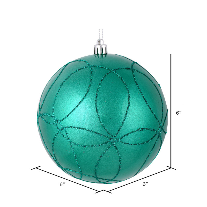 Ornement boule bonbon avec cercle scintillant, Bleu sarcelle