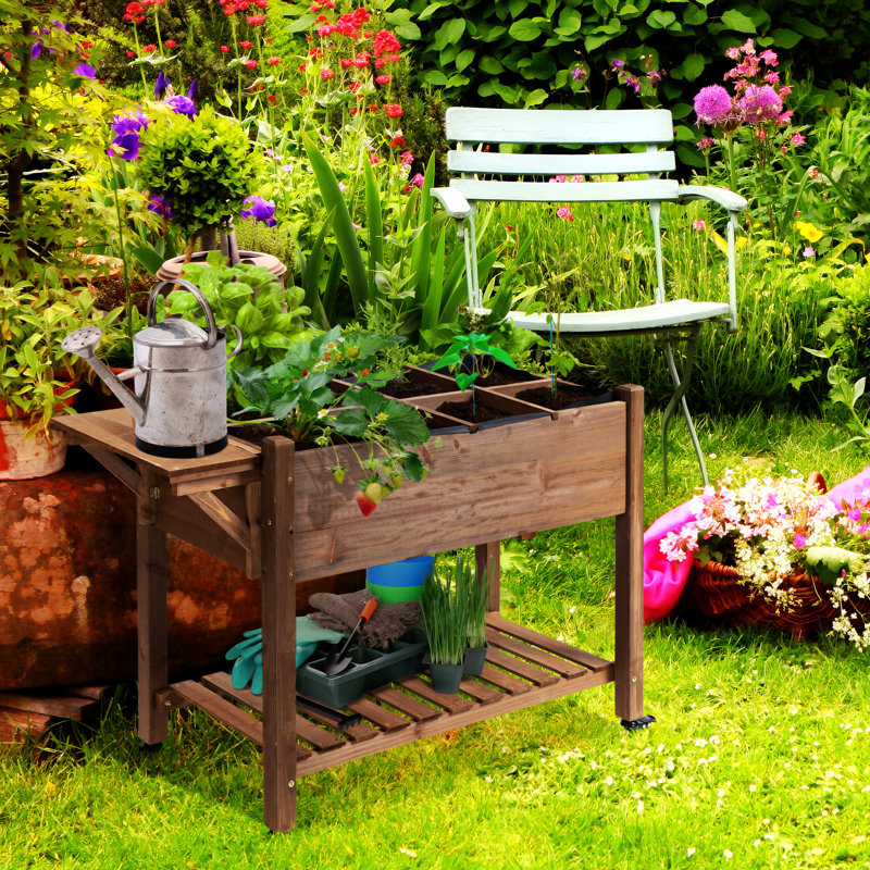 Lit de jardin surélevé avec 8 grilles de culture Outsunny