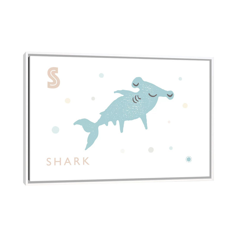 " Shark ", No Mat, 40" H x 60" W x 1.5" D, White Framed Canvas