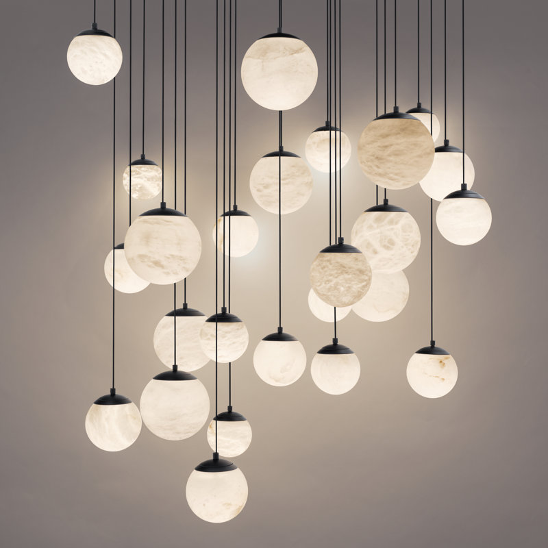 Pisces - Light LED Cluster Pendant, Black, 25, 5.38" H x 28" W x 28" D