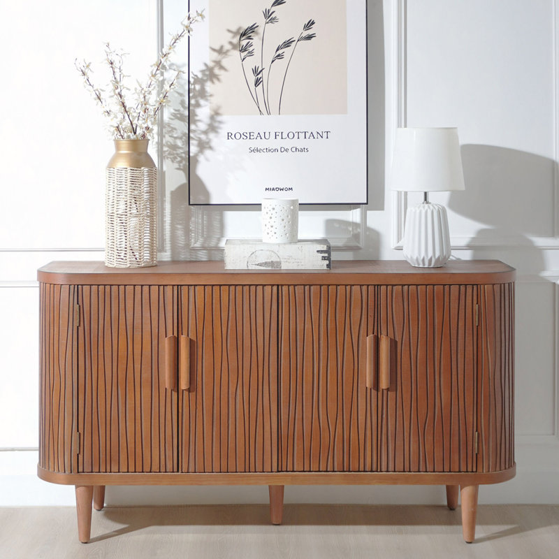 Armoire de rangement décorative, armoire d'appoint moderne avec tablettes réglables, buffet autoportant avec quatre portes, armoire décorative avec 4 portes pour le couloir du salon