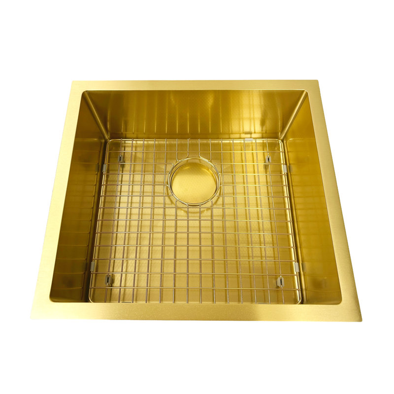 Évier de cuisine doré en nid d'abeille texturé 20 po - Bol simple - Acier inoxydable 316 avec calibre 16