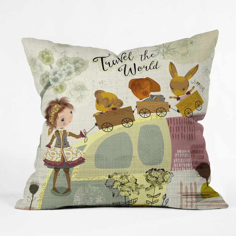 Coussin décoratif en polyester Let Us Travel The World, 20 po x 20 po