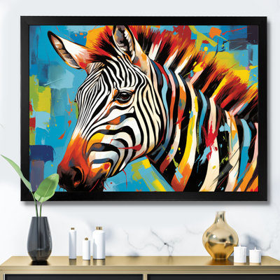 " Blue Orange Popart Zebra III "