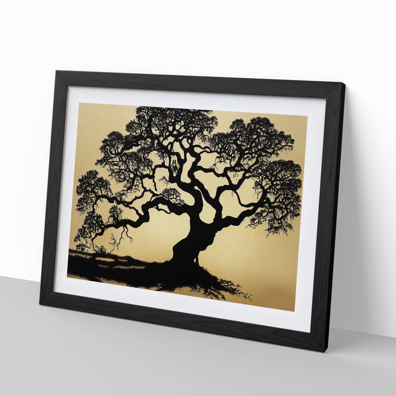 Great Oak Tree - Single Picture Frame Print, 46cm H x 64cm W x 2cm D, Black Framed