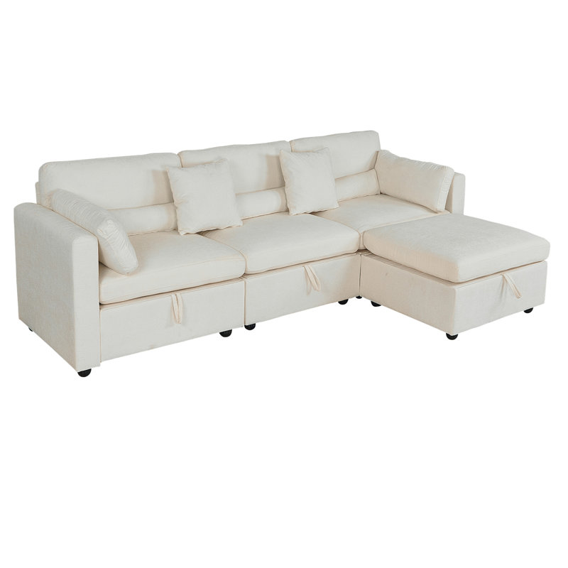 Sofa, Beige Chenille