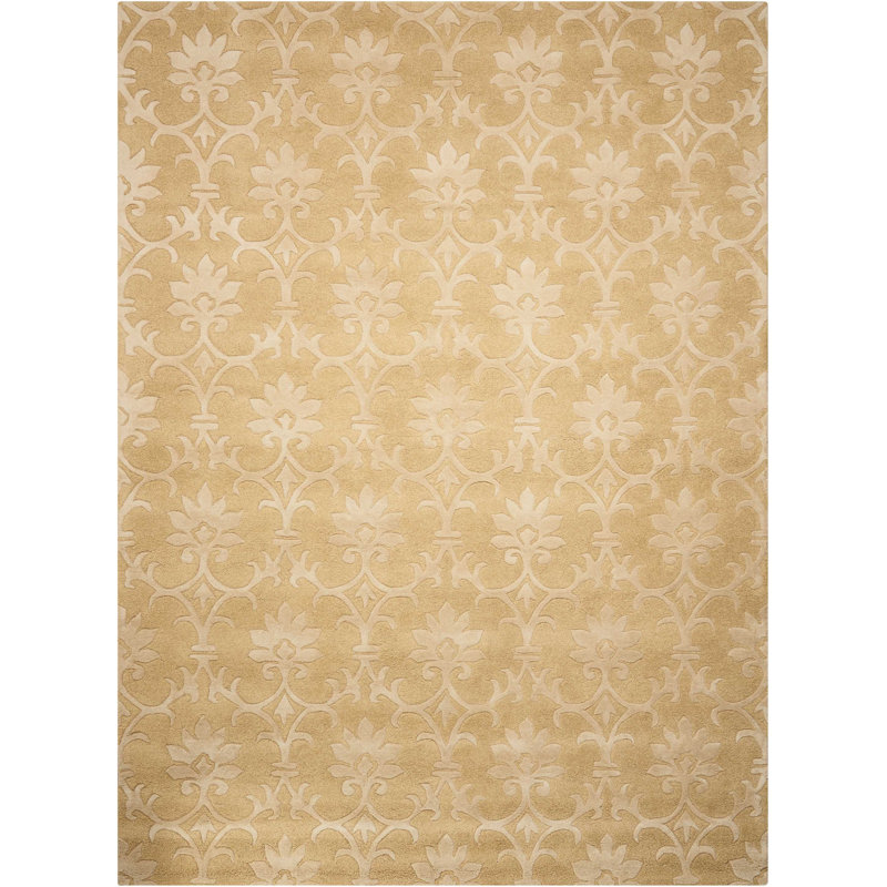 Tapis de la surface dorée en laine touffeté à la main Peterson, Rectangle 5 pi 6 po x 7 pi 5 po