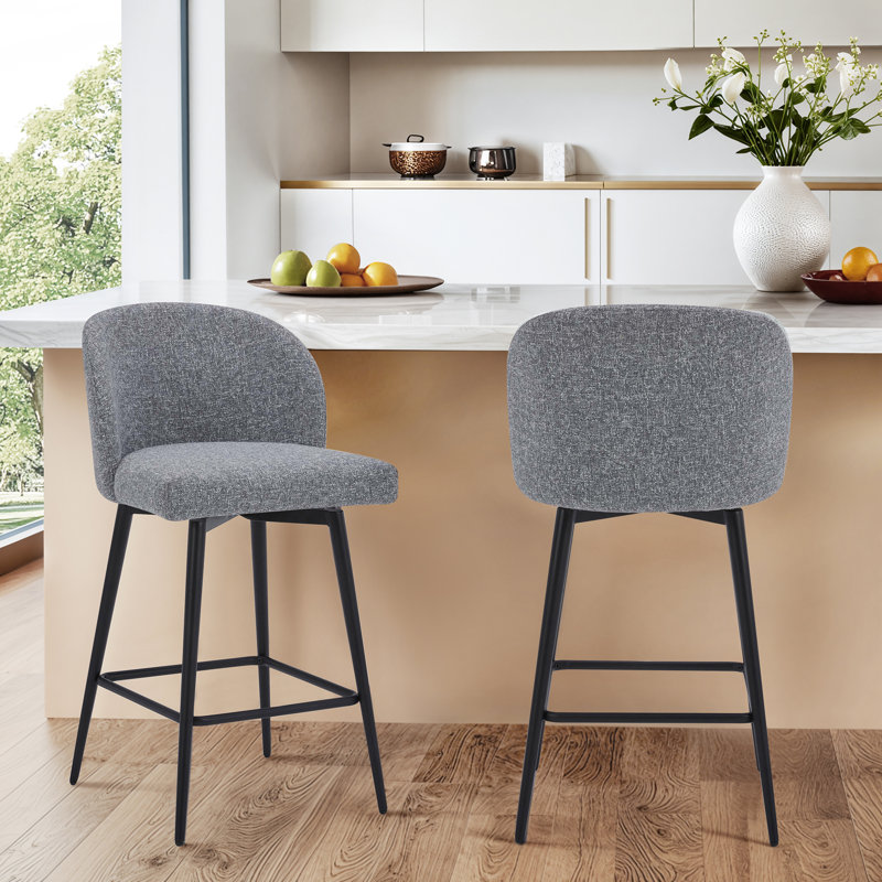 Tabouret de bar et de bar Benedit, Gris, Tabouret de comptoir (siège d'une hauteur de 27 p, 2