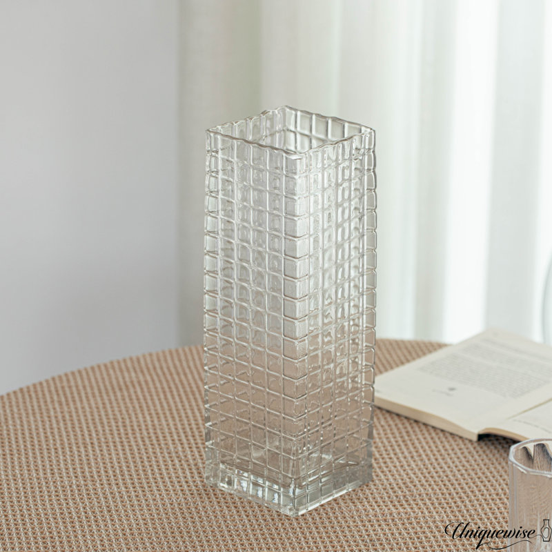 10-Inch Square Frosted Gray Glass Table Vase - A Timeless Centerpiece For Dining Tables, Living Rooms, Bedrooms, Hotel Reception Areas And Conference Rooms, Ideal For Weddings And Special Occassions