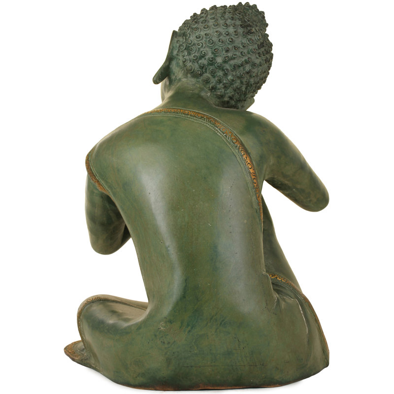 Bouddha pensif en laiton, Vert / or