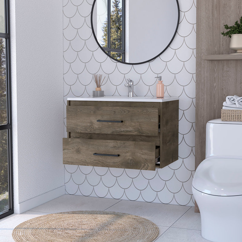 2-Drawer Wall Mounted Bathroom Vanity