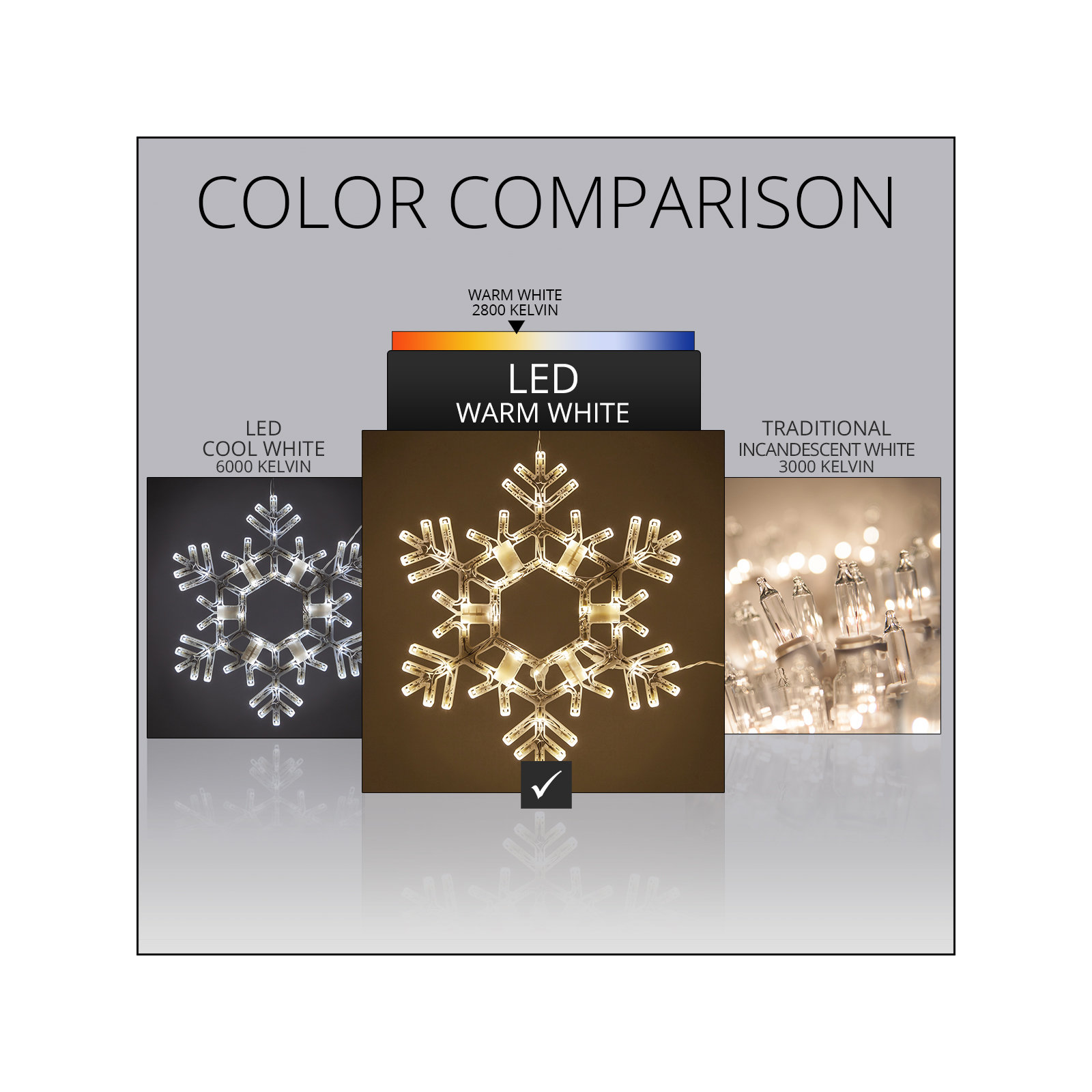 LED Folding Snowflake, 20" H, Warm White