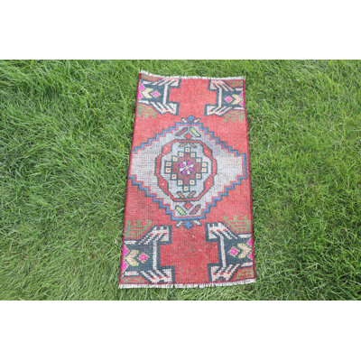 Tapis de porte turc rétro unique avec motif géométrique tissé à la main pour un décor oriental