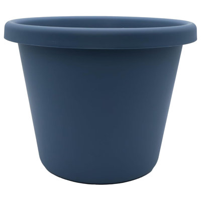  14 Inch Round Classic Planter, Plastic Plant Pot, Slate Blue