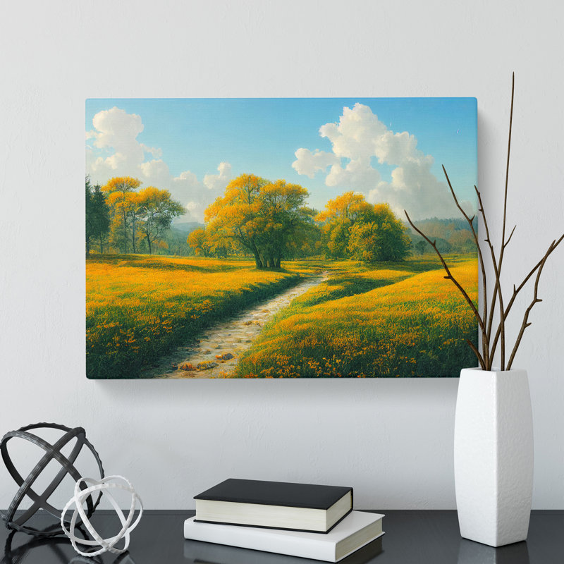 Traditional Spring Meadow Landscape - Wrapped Canvas, 35cm H x 50cm W x 3cm D