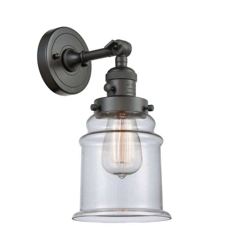 Galaviz Armed Sconce, Clear, 3.5 Watt Vintage LED Bulb, Oil Rubbed Bronze