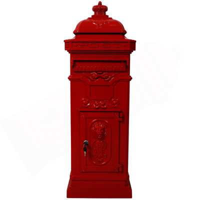 Mailboxs Mailboxes Residential The Court Large-Capacity Letter Box, Garden Floor Safety Mailbox, Outdoor Rainproof Postbox Statue ,Red