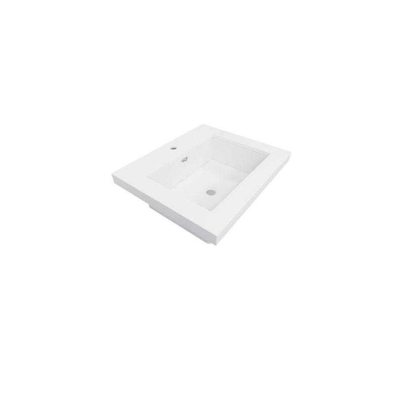MEBO 19.7'' White Reinforced Acrylic Rectangular Bathroom Sink with Faucet and Overflow