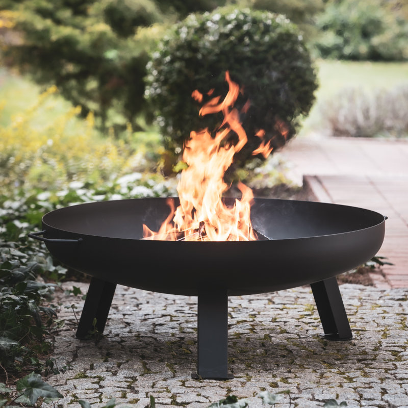 Hoy Round Steel Wood Burning Smokeless Fire Bowls, Black