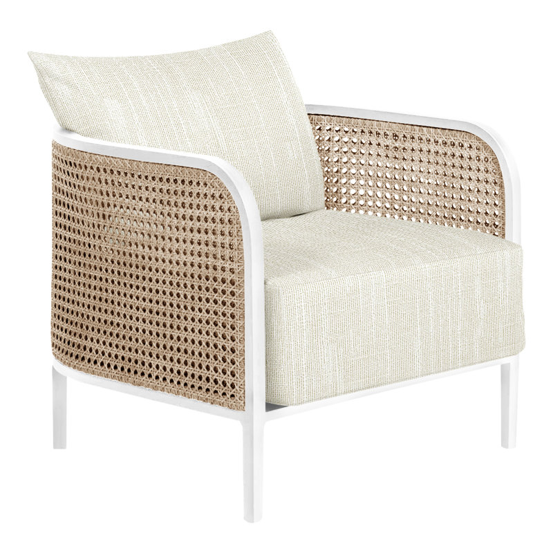 Havana Patio Chair with Cushions, Rollo Cream, Chalk/Natural Resin, No welt + Standard fill