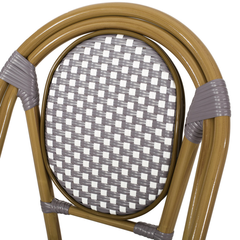 French Bistro Chairs Of Two - Aluminum Frame, , White Gray Design Outdoor Seating Pair Lightweight Aluminum, &