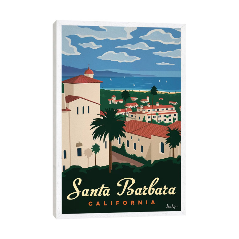 Santa Barbera 1 Piece Painting on Canvas, 152.4cm H x 101.6cm W x 3.81cm D, White Framed