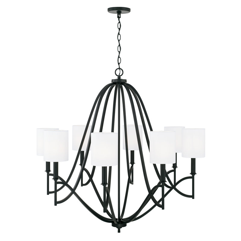 Sylvia Matte Black 8-Light Candle Chandelier
