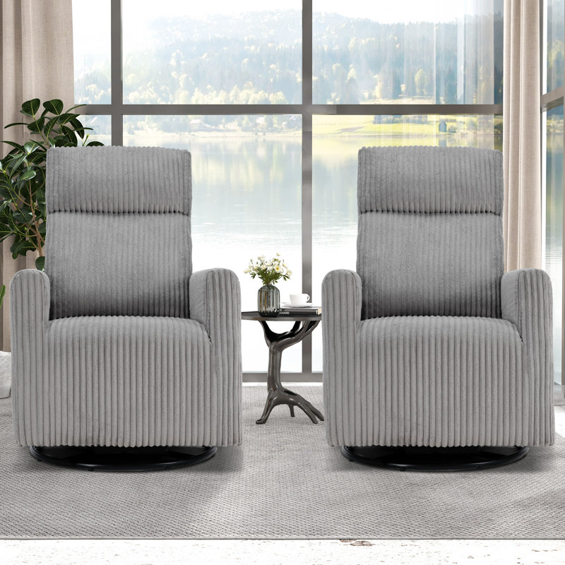 Fauteuil d'appoint rembourré de 26,77 po Mataya, Velours côtelé gris