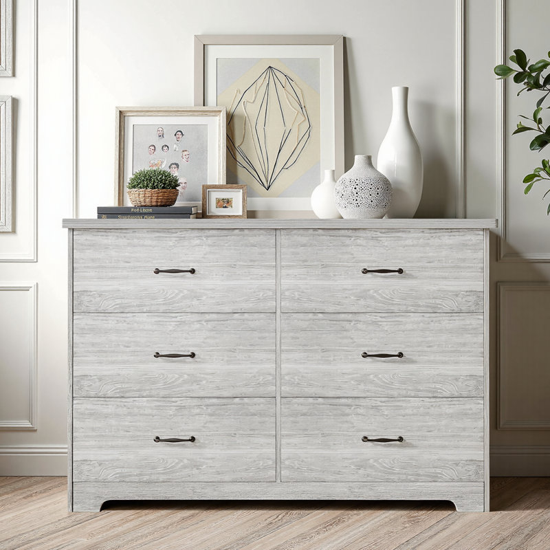 Commode double 6 tiroirs Norine, Gris