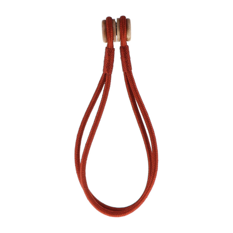 Magnetic Curtain Tiebacks – Double Braided Cord with Wooden Tips, Terracotta