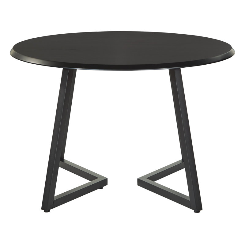 Koralynn Round Metal Base Dining Table, Black