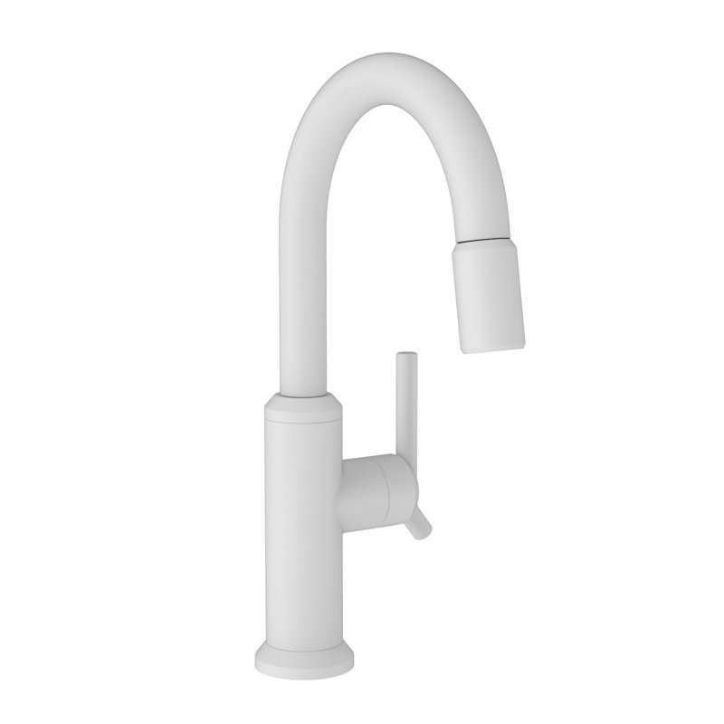 Jeter Single Handle Pull Down Bar Faucet, Matte White
