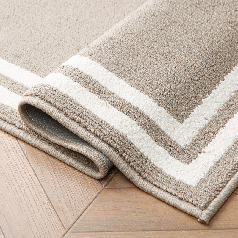 Laura Ashley Debbie Double Border Two-Tone Machine Washable All Loop Tufted Rugs, Runner 2'2" x 6'