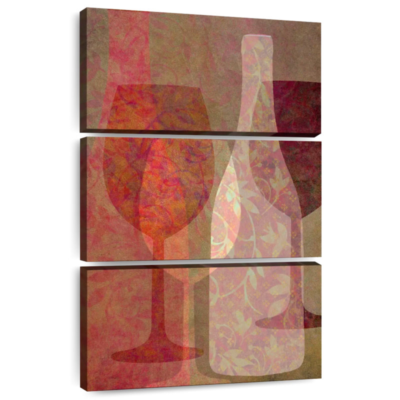 Yarlin, bouteille de vin et verres, H 32 po x l 20 po