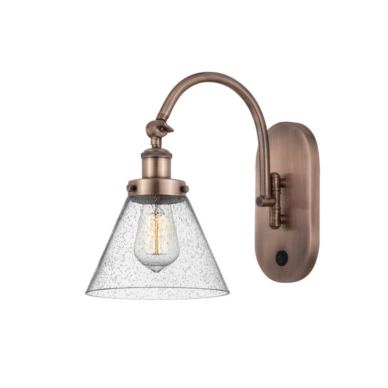 Applique murale 1 lumière 8 "avec bras pivotant Shauna Cone 8"., Ampoule non incluse, Cuivre antique