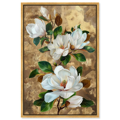 Guilded White flora Canvas by Art Remedy