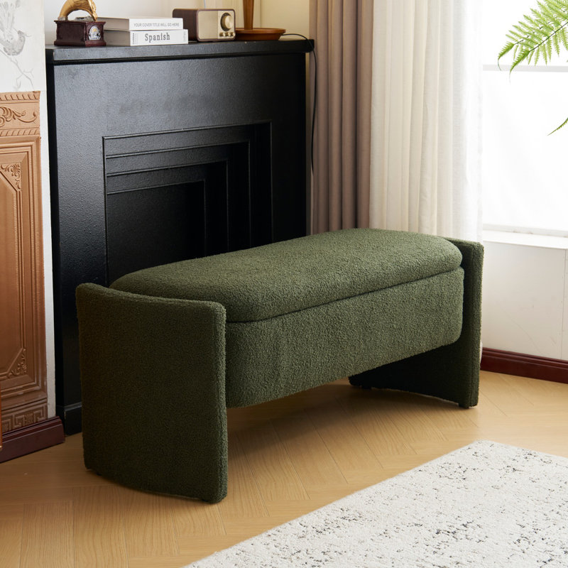 Simple Long shaped Ottoman Bench, Dark Green