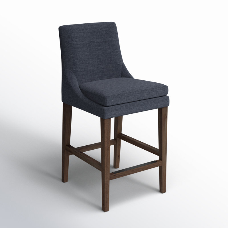 Niara Upholstered Counter & Bar Stool, Counter Stool (26” Seat Height), Effie Indigo Performance Linen