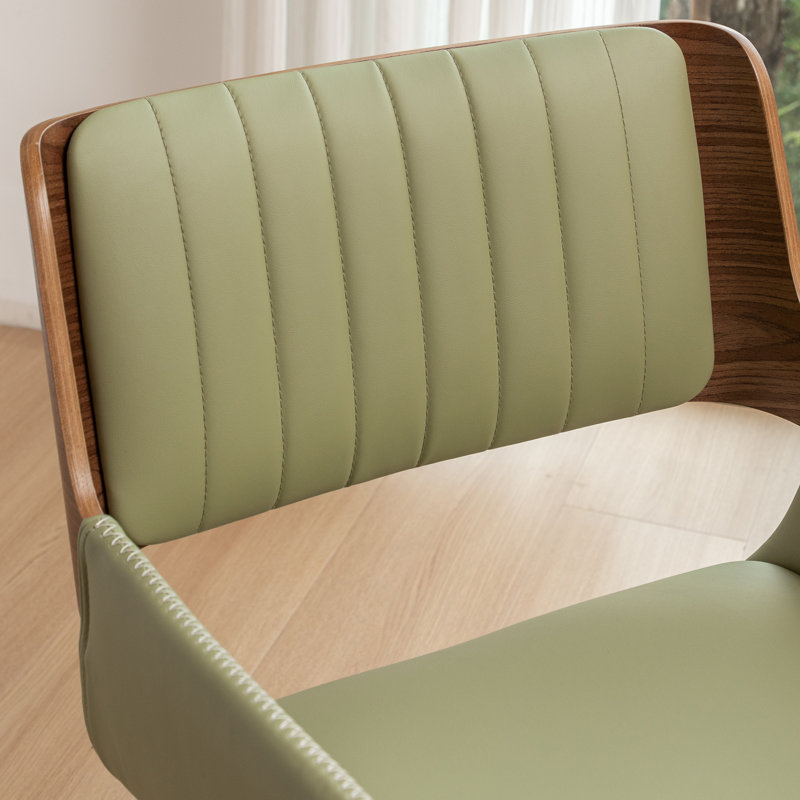 Hitney Faux Leather Swivel Dining Armchairs, Green Pebbled Faux Leather