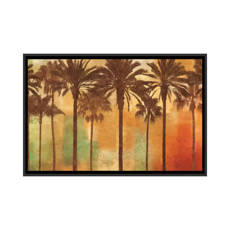 «Palm Paradise», impression sur toile, H 18 po x l 26 po x P 1,5 po, Toile avec cadre noir, Pas de tapis