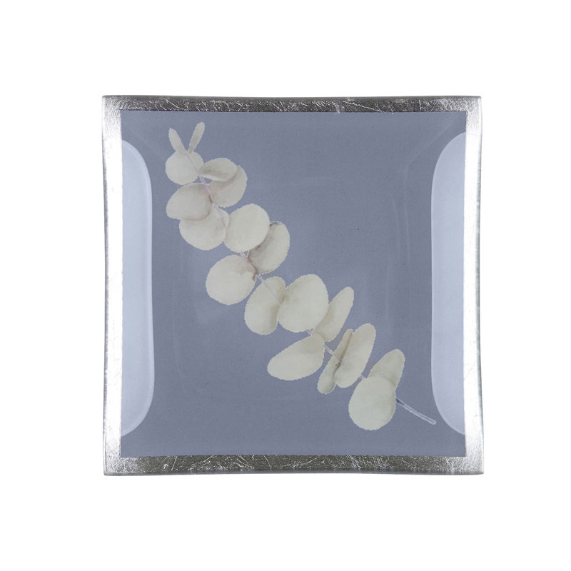 Gift Company Love Plates Eucalyptus S glass plate, glass bowl, gray, silver, 10 x 10cm