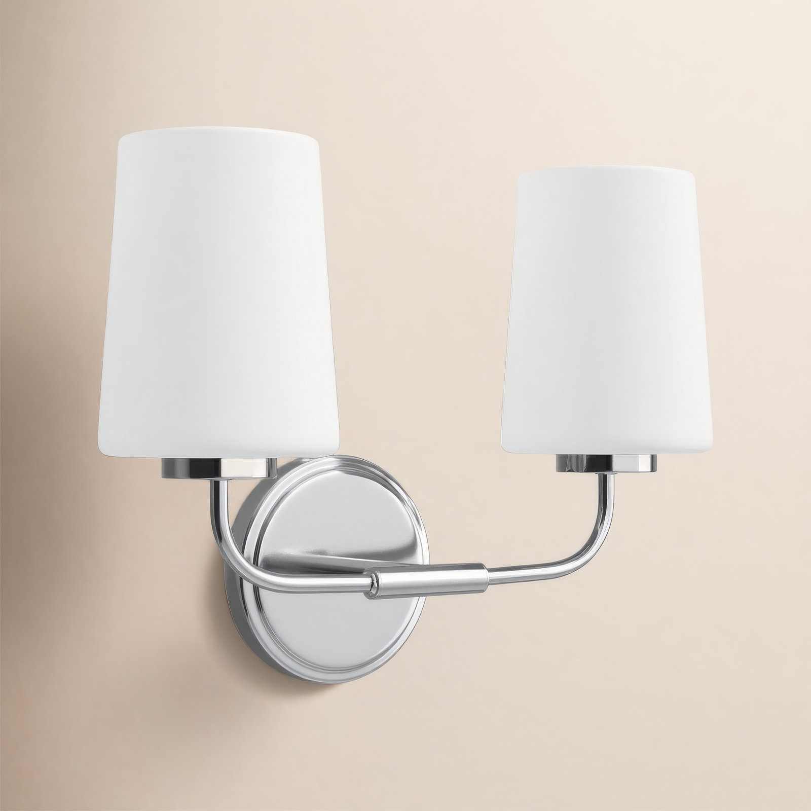 Fitz 2 Light Frosted Dimmable Vanity Light, Chrome