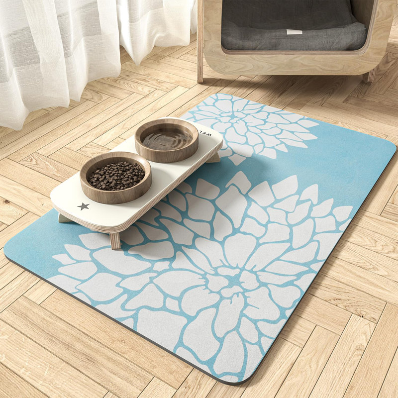 Pet Feeding Mat-Absorbent Floral Cat&Dog Food Mat-Dog Mat